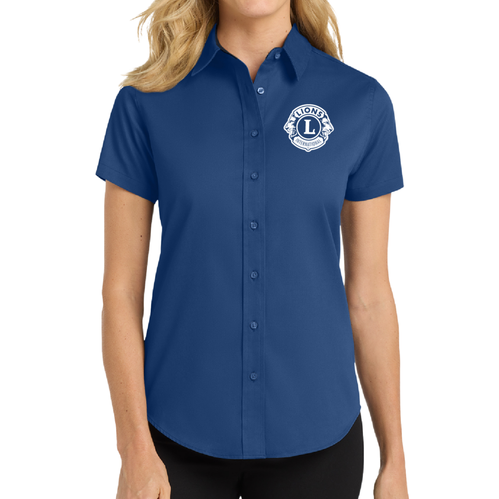 Womens Short-Sleeve Button-Down